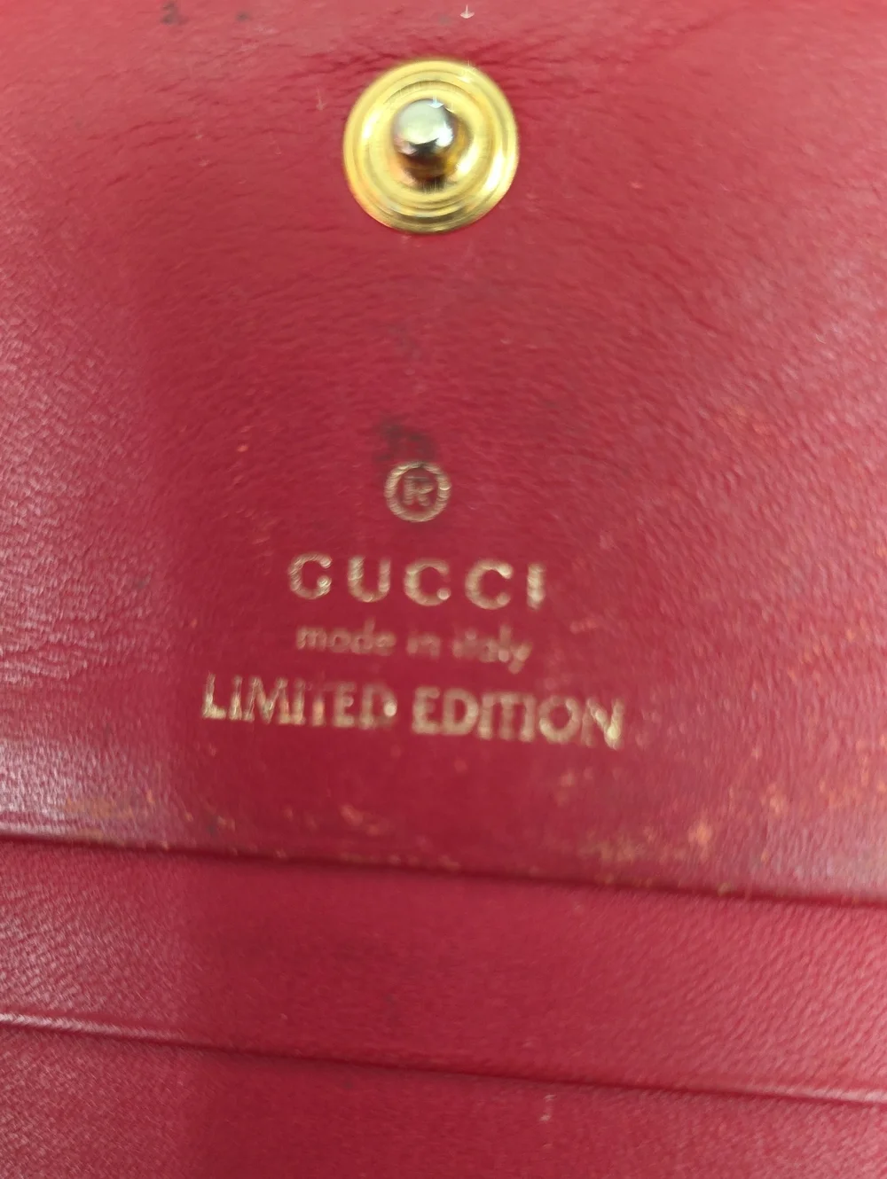 Gucci Beige GG Canvas Wallet with Red Heart and Green Snake Embroidery